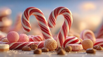 joyful candy canes and sweets at dawn,