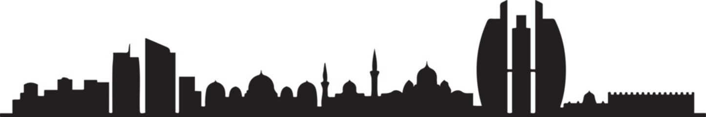 Al Ain City Skyline UAE Architecture Illustration. design Vector black silhouette
