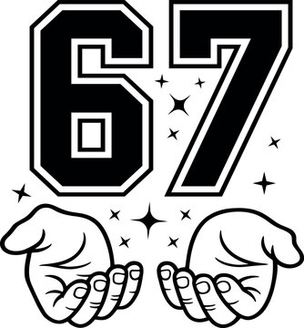 Viral Six Seven Meme Hand Gesture Vector &ndash; Funny 6 7 Silhouette EPS Design for Shirts, Stickers & Digital Crafts, 67 Trendy Gen Alpha Clipart.