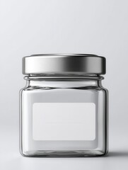 Glass Container Branding Mockup with Rectangular Label