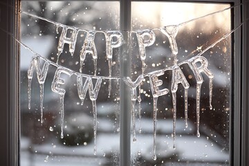 A luxurious "Happy New Year" design in engraved crystal glass 