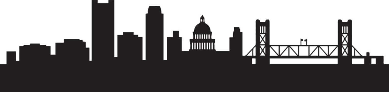Sacramento Skyline Silhouette Minimalist CIty. design Vector black silhouette