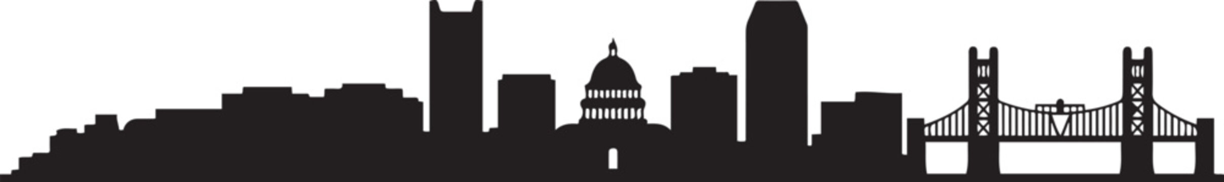 Sacramento Skyline Silhouette Minimalist CIty. design Vector black silhouette