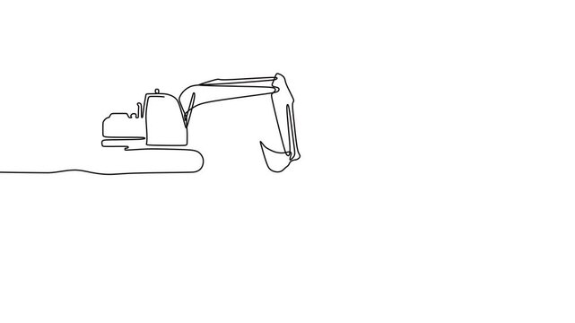 Minimalist vector illustration of loader and dump truck in one line drawing design