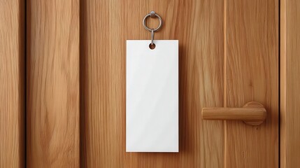 Door Sign Mockup with Blank Hanger on Wood