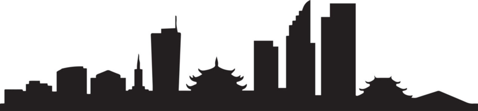 Vietnam City Skyline. design Vector black silhouette