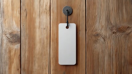 Door Hanger Mockup Close-Up with Wood Detail