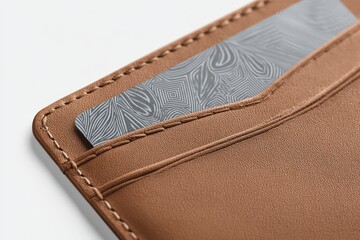 Close-Up Card Mockup in Leather Wallet Slot