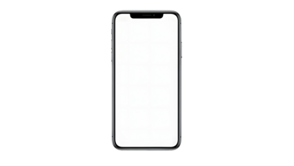 Modern smartphone mockup with blank screen isolated on transparent background