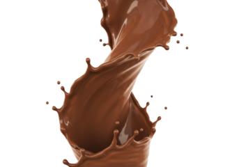 a massive, ultra-viscous deep mocha brown liquid vortex, photorealistically frozen mid-air with glossy peaks and zero-gravity effect against transparent, concept for beverage advertising