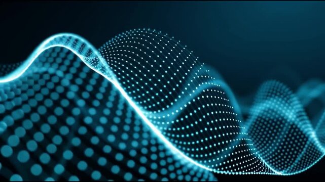 Abstract technology particles waving on digital background