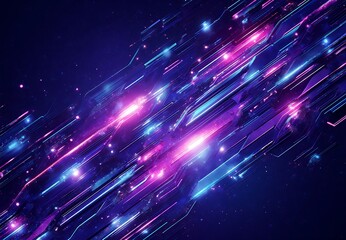 Abstract Cosmic Quantum Sci-fi Glowing Streaks Bright Vibrant Digital Rays Technology