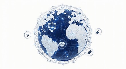Stunning digital globe connecting worldwide healthcare security and medical data protection systems securely
