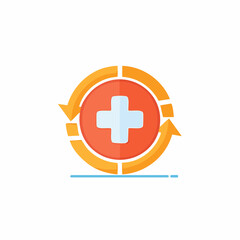 Obraz premium Medical Cycle Process or Recycling Concept with Circle Arrows and Plus Sign in Center