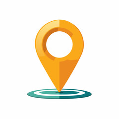 Vivid Golden Map Pin Pointing Precise Location on Area Navigation Map Information