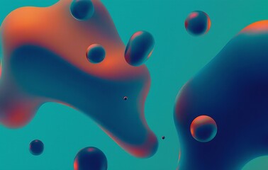 Abstract Flowing Organic Teal Globules Modern Dreamy Vibrant Gradient Movement