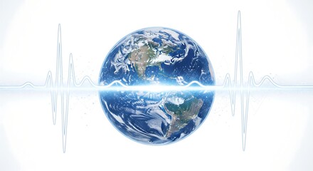 Stunning digital representation of Earth pulsing with global communication energy and vital frequency waves