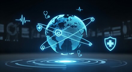 Stunning digital globe projection symbolizes global healthcare connectivity and medical technology advancements for a healthier future
