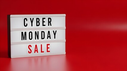 Illuminated lightbox display announcing a special online retail event with significant discounts on a vibrant red background for promotions