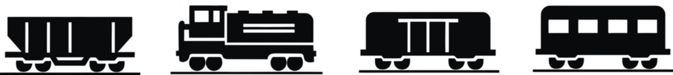 wagon and locomotive icon set. locomotive and wagon line icon collection. train, repair train and railway freight cars.container train icon sign, vector illustration ! © ᗰᗩᐯI'S