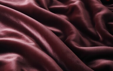 Obraz premium Close up of draped dark rose velvet fabric with soft folds and highlights
