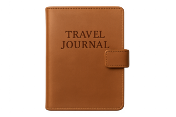 Brown leather travel journal, diary for recording memories