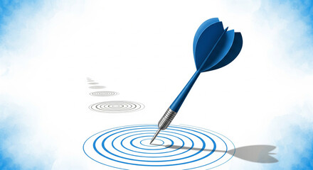 blue dart with target rings on white background