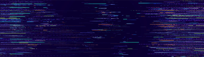 Game Glitch Pixels Screen. Abstract Cyberpunk Purple Glitched Background. Abstract Noise Effect, Error Video Damage, Stylized Data Corrupted Lines. Vector illustration.  © ec0de