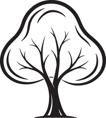 Stylized tree outline organic nature silhouette vector illustration graphic design element