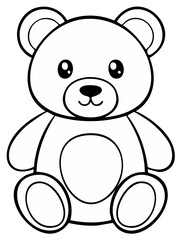 Cute Teddy Bear Illustration in Black and White for Coloring Pages or Design Elements