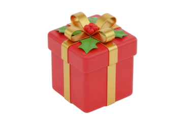 3D render Red Christmas presents isolated on transparent background