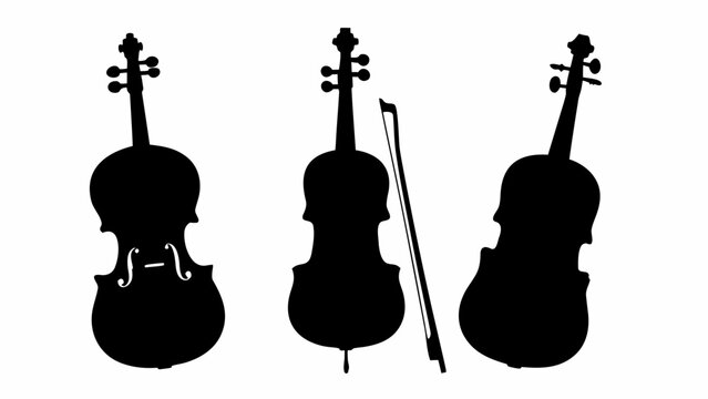Classic string instruments presented as a black silhouette collection, great for music branding.