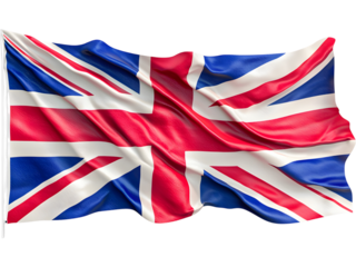 Realistic United Kingdom flag waving with natural folds and vivid colors. Perfect for patriotic themes, travel visuals, cultural projects, and educational or promotional designs..