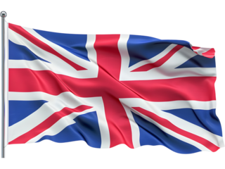 Realistic United Kingdom flag waving with natural folds and vivid colors. Perfect for patriotic themes, travel visuals, cultural projects, and educational or promotional designs..