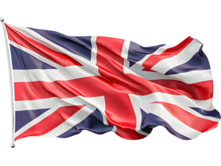 Realistic United Kingdom flag waving with natural folds and vivid colors. Perfect for patriotic themes, travel visuals, cultural projects, and educational or promotional designs..