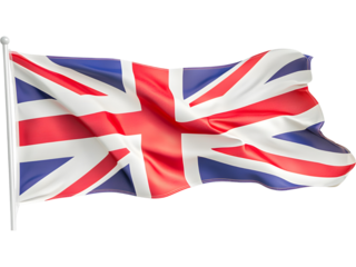 Realistic United Kingdom flag waving with natural folds and vivid colors. Perfect for patriotic themes, travel visuals, cultural projects, and educational or promotional designs..