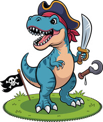 Cartoon Dino Rocket Space Illustration, Kids Dino Skateboard Cartoon Set