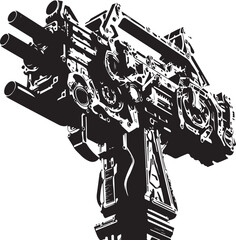 hand drawn vector illustration of a gun