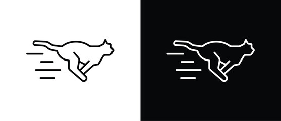 Speed ​​icon with a cheetah shape. Speed and movement icon, a dynamic symbol for speed, energy, and performance. Vector illustration of a speed icon with a transparent and black background.