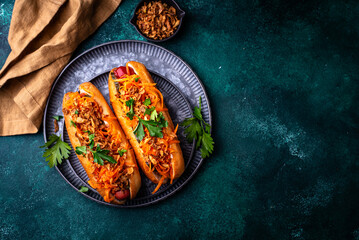 Traditional american street food hot dog