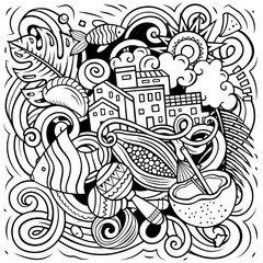 Cartoon Puerto Rico sketchy vector illustration