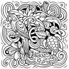 Cartoon Puerto Rico sketchy vector illustration