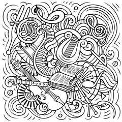 Cartoon vector doodles Classic music illustration
