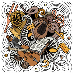 Cartoon vector doodles Classic music illustration