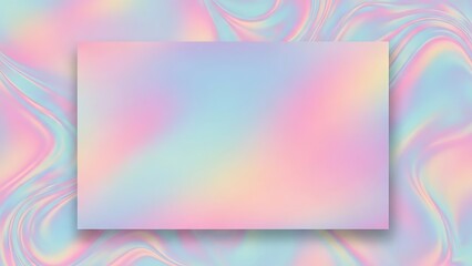 Holographic marble swirl background with blank card frame