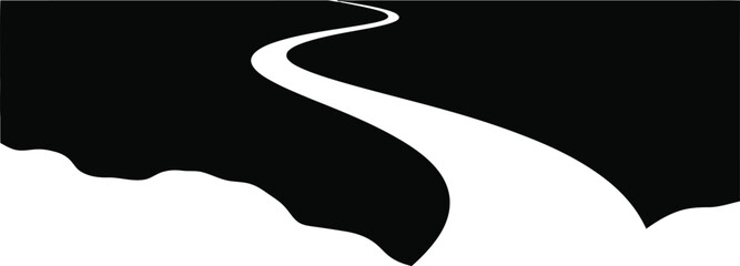 Winding Road Landscape Pathway Silhouette Vector