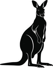 Kangaroo Standing Silhouette Australian Wildlife Vector