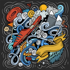 Ski Resort cartoon doodles illustration