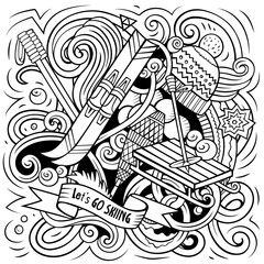 Ski Resort cartoon doodles illustration