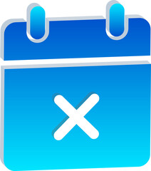 Obraz premium 3D Unavailable Calendar Icon with Blue Gradient Isolated on Transparent Background